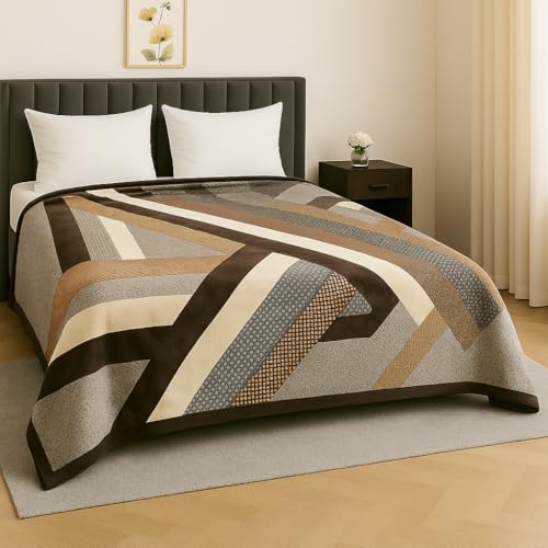 Nivasam Cadbury Korean Super Soft Winter Blanket Imported - 2 Ply Reversible Super Soft Warm Plush Royal King Size Double Bed Blanket 3.5 Kg (Urban Timber Weave) - Image 1