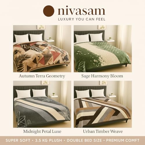 Nivasam Cadbury Korean Super Soft Winter Blanket Imported - 2 Ply Reversible Super Soft Warm Plush Royal King Size Double Bed Blanket 3.5 Kg (Urban Timber Weave) - Image 5