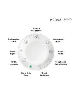 La Opala La Opala Novo Collection Opal Glass Crockery | for Family of 6 | Dinner Set 23 pcs Vivid Greens | Plates & Bowls for Dining | Microwave Safe | 100% Vegetarian | Extra Strong | Light & White  - Image 4