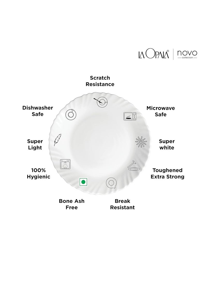 La Opala La Opala Novo Collection Opal Glass Crockery | for Family of 6 | Dinner Set 23 pcs Vivid Greens | Plates & Bowls for Dining | Microwave Safe | 100% Vegetarian | Extra Strong | Light & White  - Image 4