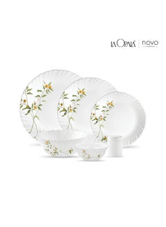 La Opala La Opala Novo Collection Opal Glass Crockery | for Family of 6 | Dinner Set 23 pcs Vivid Greens | Plates & Bowls for Dining | Microwave Safe | 100% Vegetarian | Extra Strong | Light & White  - Image 2