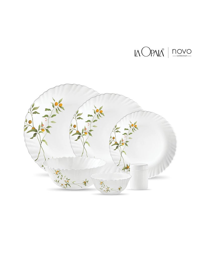La Opala La Opala Novo Collection Opal Glass Crockery | for Family of 6 | Dinner Set 23 pcs Vivid Greens | Plates & Bowls for Dining | Microwave Safe | 100% Vegetarian | Extra Strong | Light & White  - Image 2