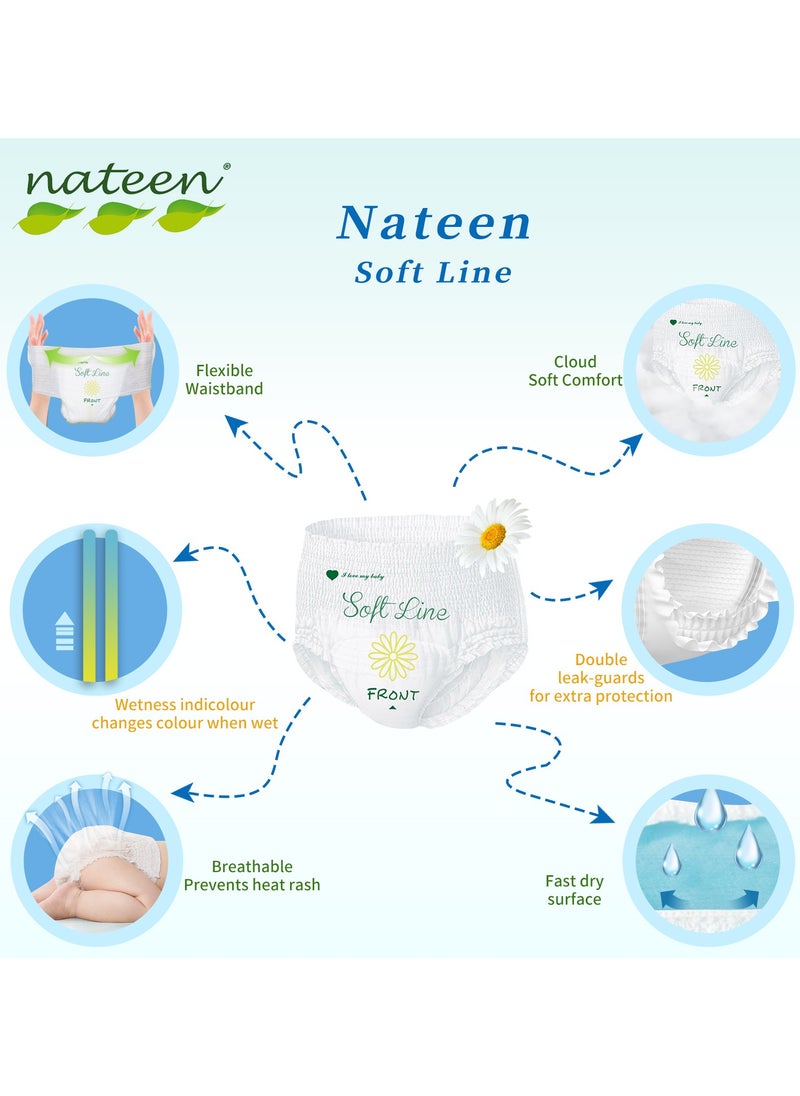 حفاضات أطفال Nateen Soft Line، مقاس 6 (15+كجم)، مقاس XX-Large، سراويل حفاضات عدد 42، سراويل حفاضات أطفال فائقة النعومة وجيدة التهوية. - pzsku/Z933C9CAD0EEE17E9D92DZ/45/_/1740563910/1cec8b36-8d60-44cc-a72d-b461aef4bf96