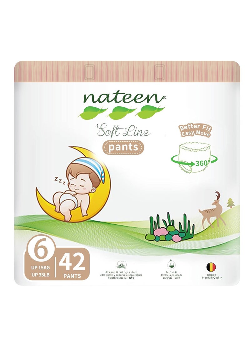 حفاضات أطفال Nateen Soft Line، مقاس 6 (15+كجم)، مقاس XX-Large، سراويل حفاضات عدد 42، سراويل حفاضات أطفال فائقة النعومة وجيدة التهوية. - pzsku/Z933C9CAD0EEE17E9D92DZ/45/_/1740564437/da435865-aada-451d-8fc9-b4440ce12920