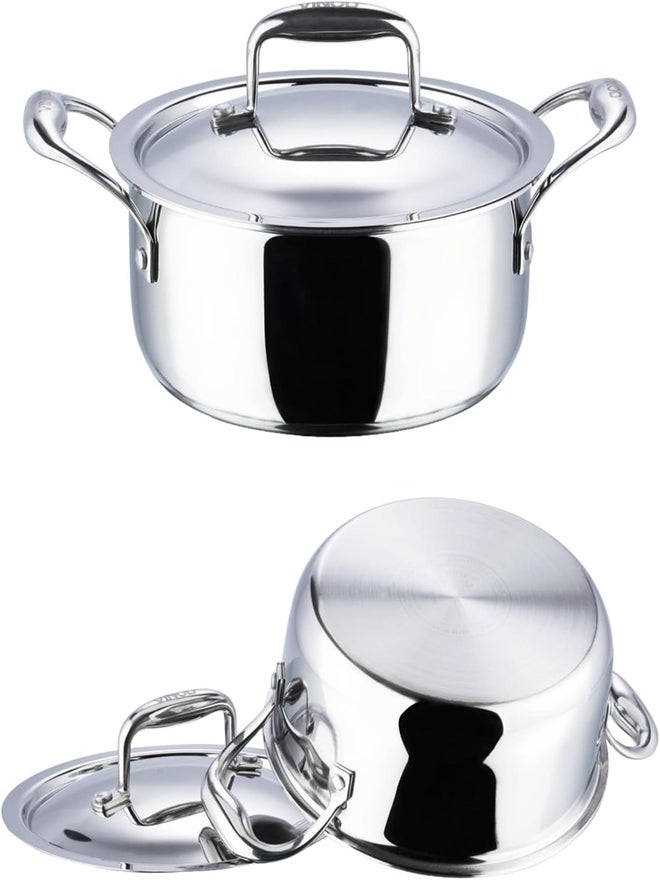 VINOD وعاء صلصة من الفولاذ المقاوم للصدأ ثلاثي الطبقات من فينود بلاتينيوم مع غطاء، 26 سم - Image 2