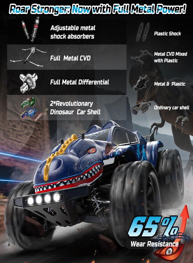 DEERC 9308E 1:16 Fast RC Cars for Boys Age 8-12 RC Monster Truck 40 KPH,All Terrain 4WD High Speed Dinosaur Truck 2 Car Shell,2.4Ghz Off-Road Remote Control Cars with 2 Batteries, Toy Gift for Kids - Image 4