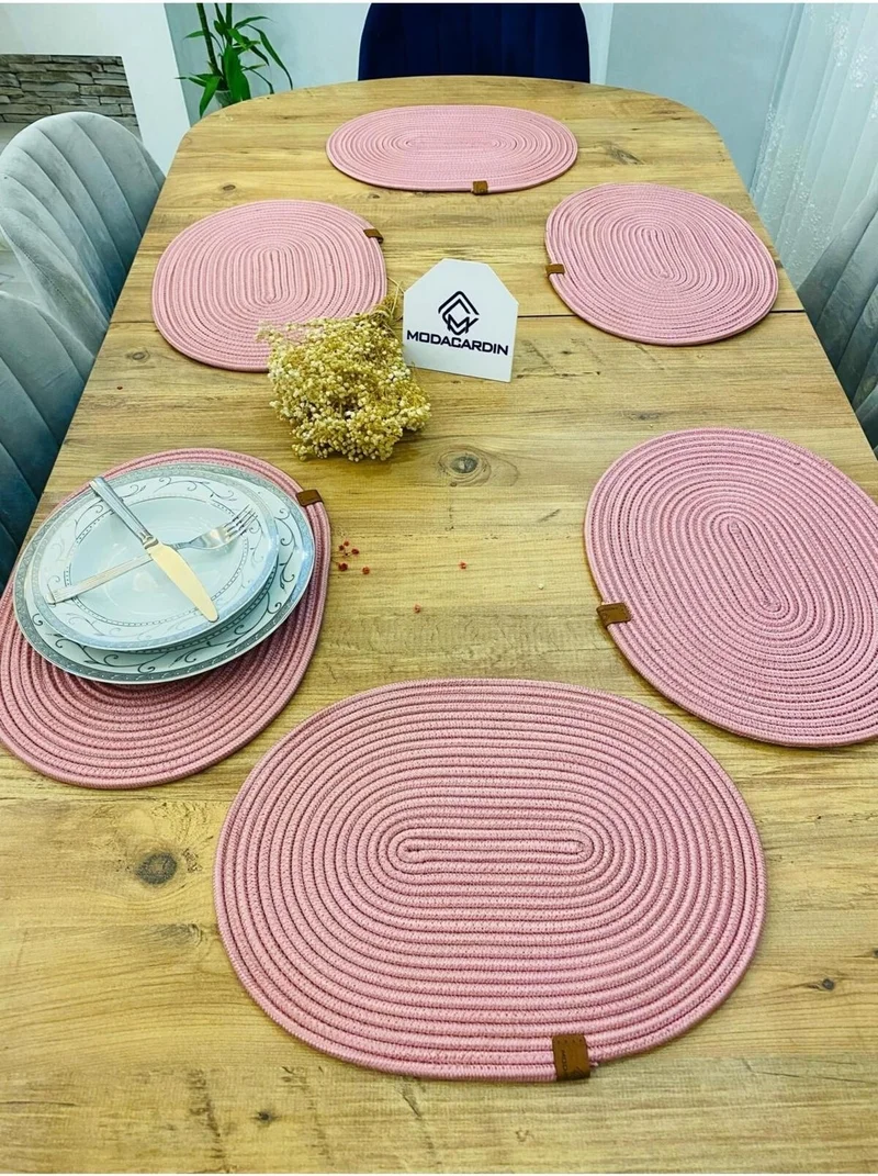 BDZ Deri BDZ Leather Jute Wicker American Service Oval Base 6 Pieces