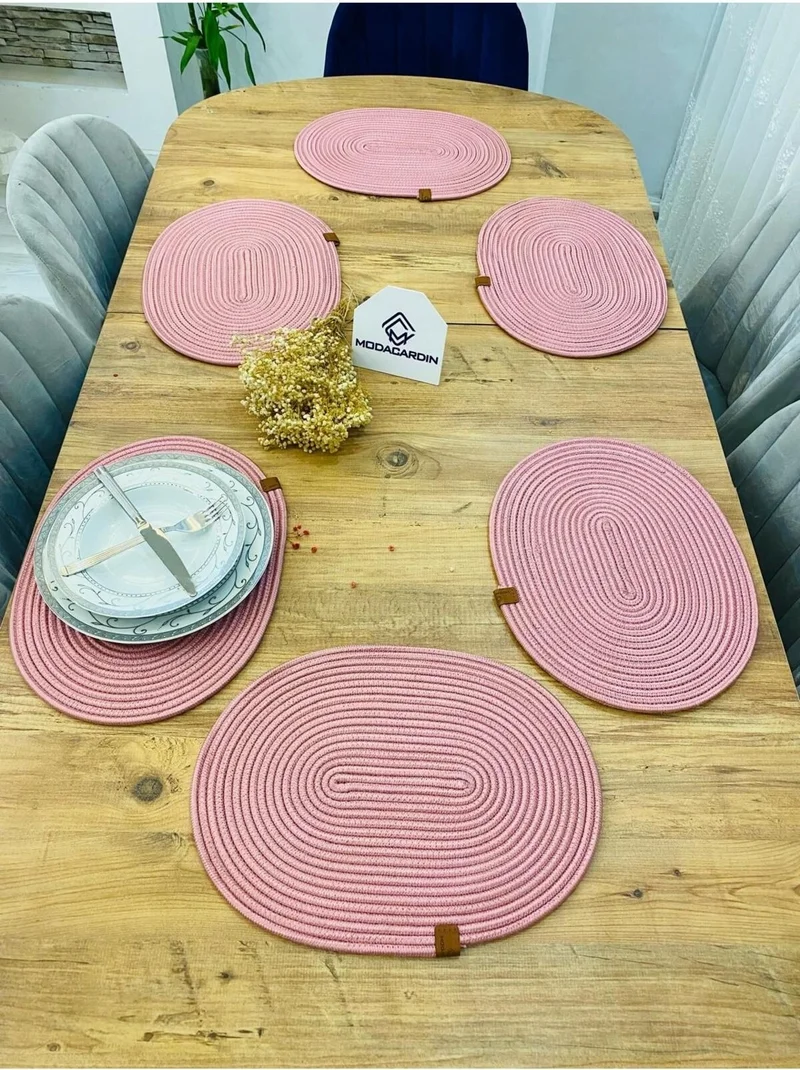 BDZ Deri BDZ Leather Jute Wicker American Service Oval Base 6 Pieces