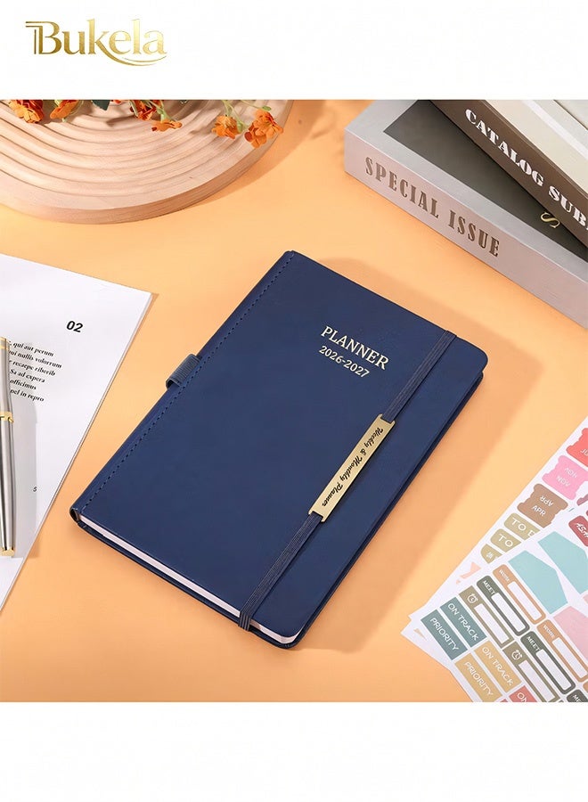 كيلا دفتر تخطيط 2026-2027، مخطط شهري أسبوعي من يناير 2026 إلى يونيو 2027، مخطط 2026-2027 مع حلقة قلم وجيب خلفي وملصقات، مخطط 18 شهرًا، مخططات شهرية 2026-2027 - Image 2