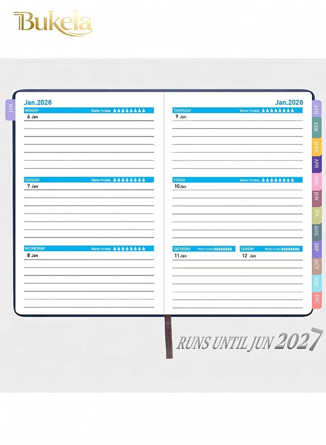 كيلا دفتر تخطيط 2026-2027، مخطط شهري أسبوعي من يناير 2026 إلى يونيو 2027، مخطط 2026-2027 مع حلقة قلم وجيب خلفي وملصقات، مخطط 18 شهرًا، مخططات شهرية 2026-2027 - Image 5