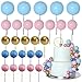 ASTARON 50 Pcs Ball Cake Topper Sticks Mini Balloons for Cake Decorating Supplies Foam Balls Cake decorations for Baby Shower Cake Birthday Cake Toppers Decorations Pink Blue Series - Image 2