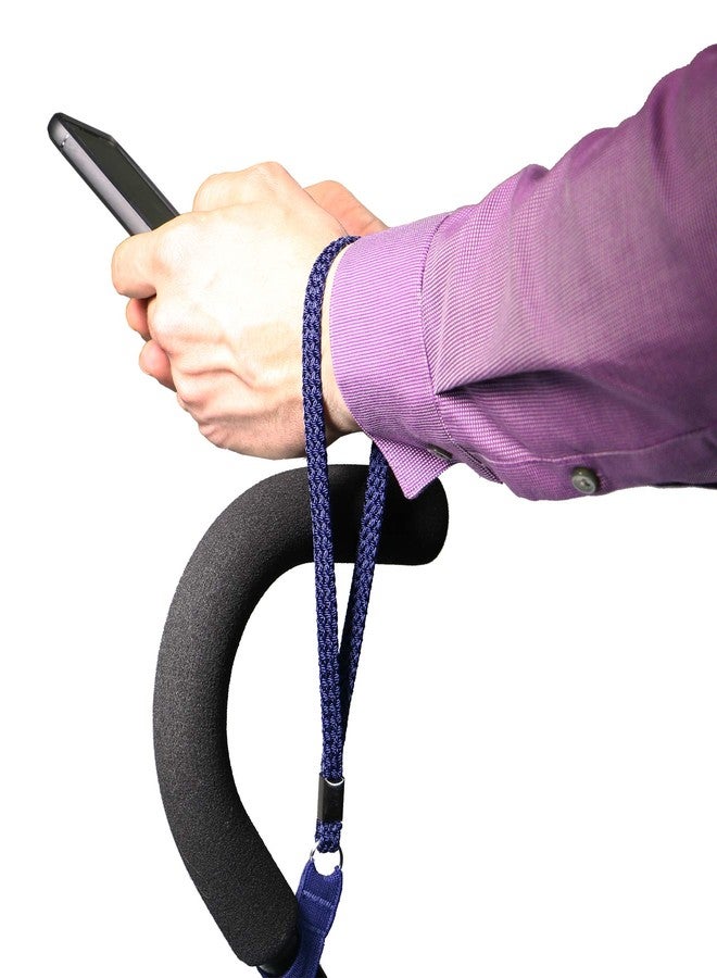 PCP Cane Wrist Strap, Durable Triple Braided Elastic Nylon Lanyard for Canes, Blue - Image 3