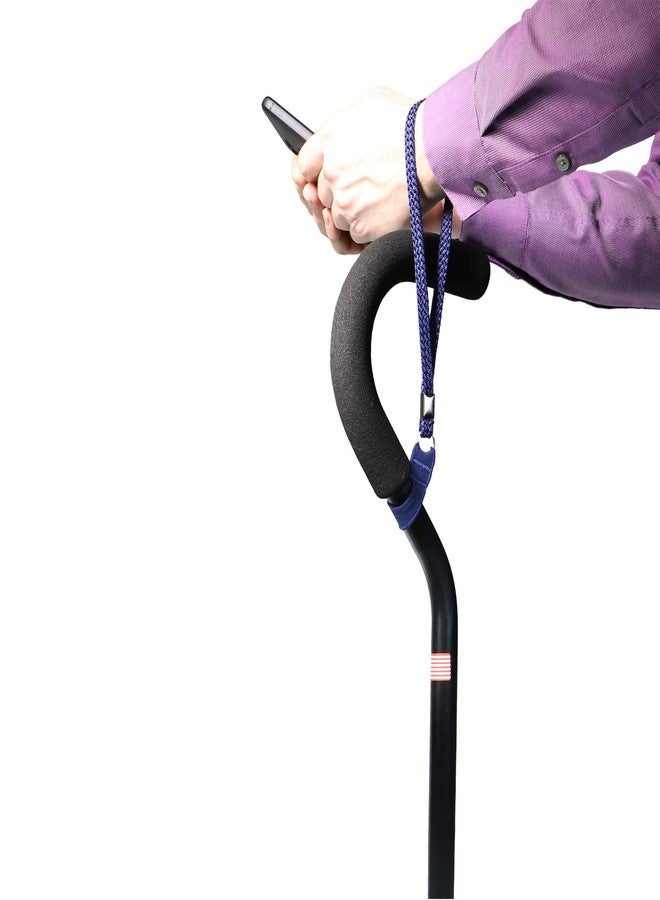 PCP Cane Wrist Strap, Durable Triple Braided Elastic Nylon Lanyard for Canes, Blue - Image 4