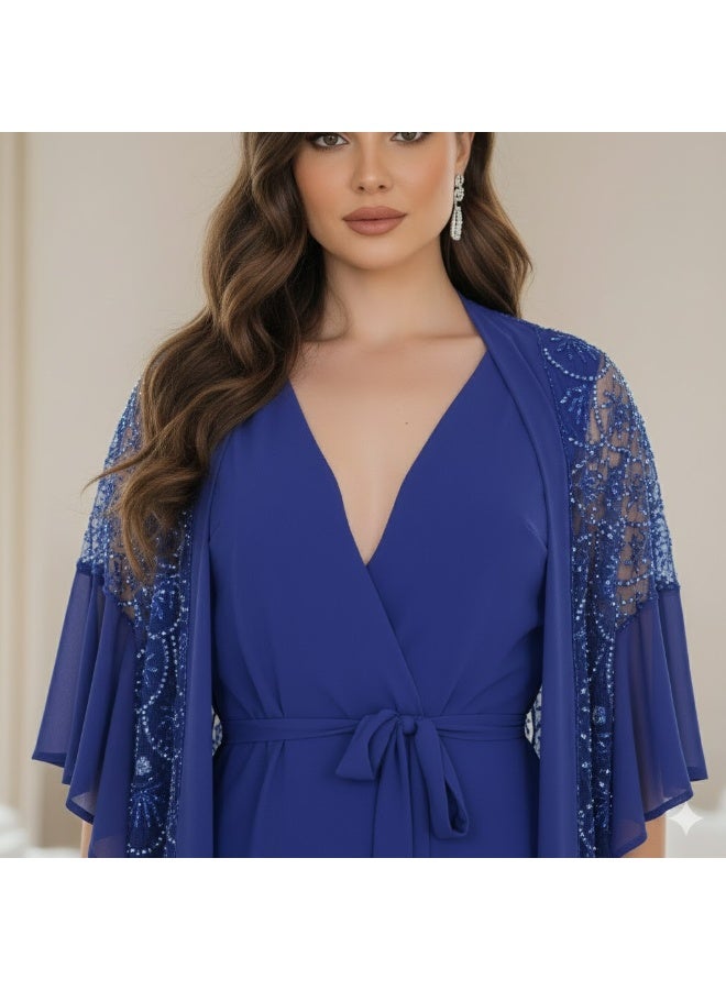 FULL JOY Elegant Chiffon Fabric Dress with sophistication and softness design , with an overlay Adorned with Luxurious Embroidery. - Image 5