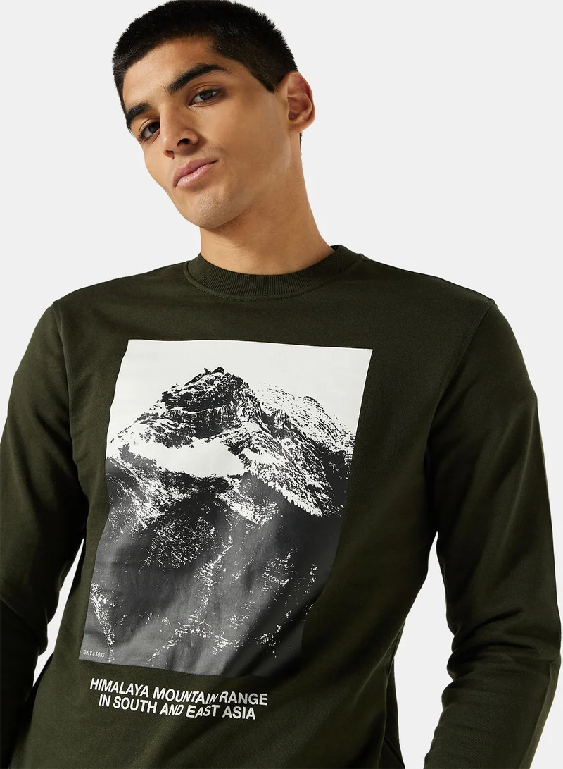 Only & Sons Dylan Graphic Crew Neck Sweater