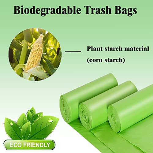 Wifpme 4-6 Gallon Small Trash Bags Biodegradable, 20 Liter Mini Compostable Strong Bathroom Garbage Bags with Tear & Leak Resistant, Recycling Eco-Friendly Trash Can Plastic Liner, Green, 100 Counts - Image 2