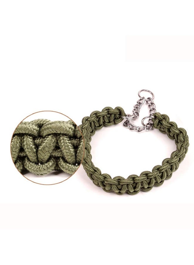 Braided Paracord Martingale Dog Collar with Stainless Steel Chain, Training Collar, Medium, Blue Or Green - Image 2
