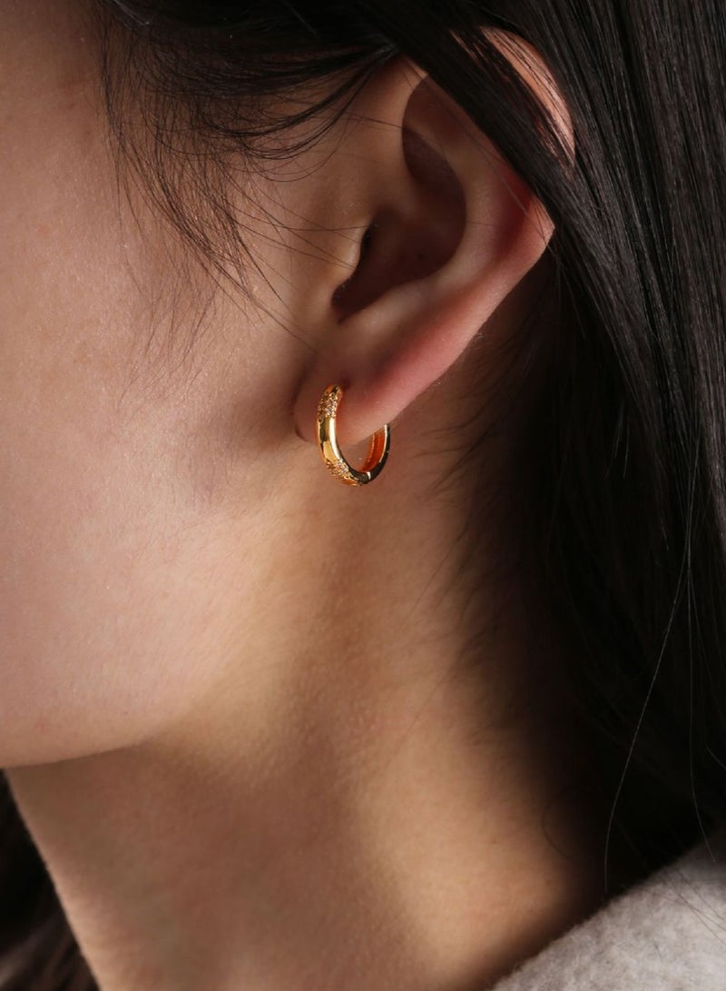 Zircon inlaid earrings for women, light luxury earrings, girl earrings, niche and exquisite earrings, gold jewelry  - Image 1