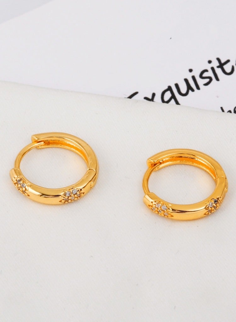 Zircon inlaid earrings for women, light luxury earrings, girl earrings, niche and exquisite earrings, gold jewelry  - Image 5