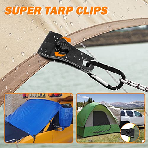 CLIO Upgrade Large Tarp Clips Heavy Duty Lock Grip - Total 24 PCs Tarp Clamps Thumb Screw Tent Fasteners with Carabiner for Camping Awnings Caravan Canopies Car Truck Swimming Pool Boat Cover Clips - Image 5