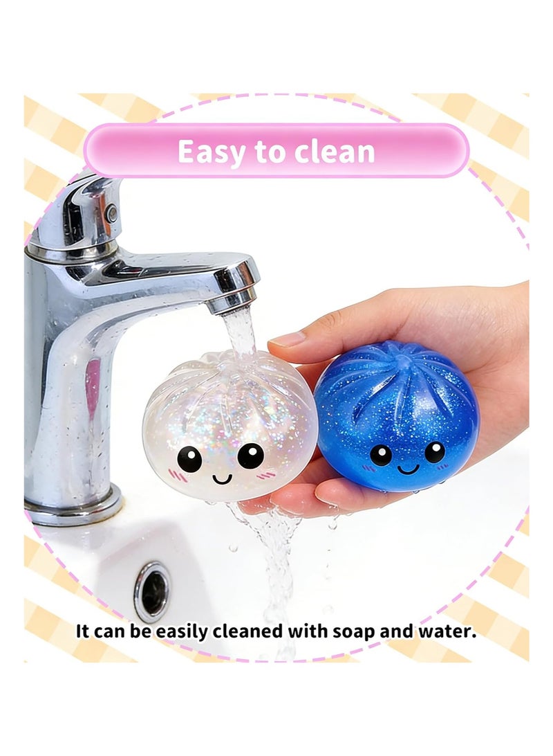 2 PCS Dumpling Squishy Dumpling Stress Ball Steamed Stuffed Bun Stress Relief Squeezing Bun Toys For Halloween Project Tricking People Kid Playing - Image 4