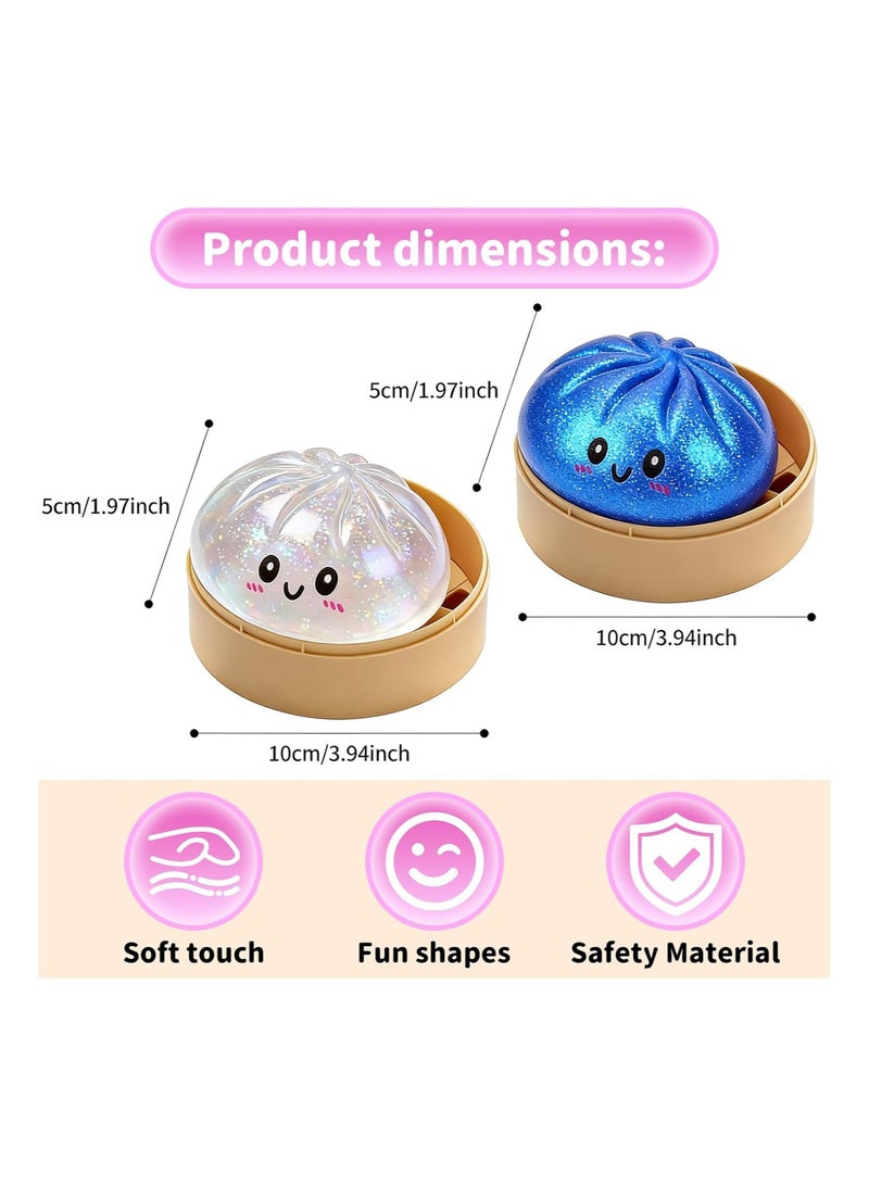 2 PCS Dumpling Squishy Dumpling Stress Ball Steamed Stuffed Bun Stress Relief Squeezing Bun Toys For Halloween Project Tricking People Kid Playing - Image 5