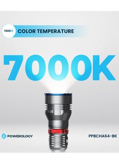 باورولوجي مصباح يدوي LED قابل لإعادة الشحن مع وظيفة بنك الطاقة و1000 لومن / مسافة شعاع 920 متر - أسود  - Image 5