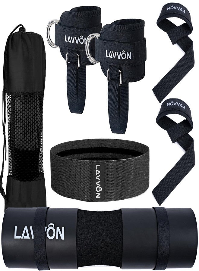 LAVVON 7Pcs-Barbell Pad Set for Hip Thrust - Squat Pad, Bench Press Workout Foam Weight Lifting Bar Cushion,Gym Accessories for Women with Bar Bad,with Gym Ankle Straps,Hip Resistance Bands,Lifting Strap - Image 1