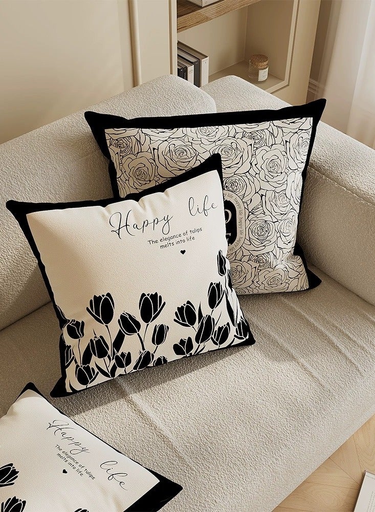 Pillow Covers Set of 4, Throw Pillow Cover, Short Plush Cushion Cover, Decorative Nature Plant Cushion Covers 45cm x 45cm,For Living Room Sofa Couch Bed Pillowcases 18x18 inches（Double sided pattern） - Image 2