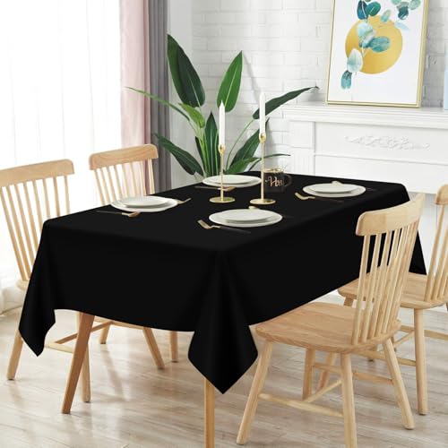 Mulbozy 2 Pcs Black Plastic Tablecloth for Rectangle Table, 54 × 108 inches Disposable Black Party Table Covers for Birthday, Wedding, Baby Shower, Holdiay Party Decoration - Image 2