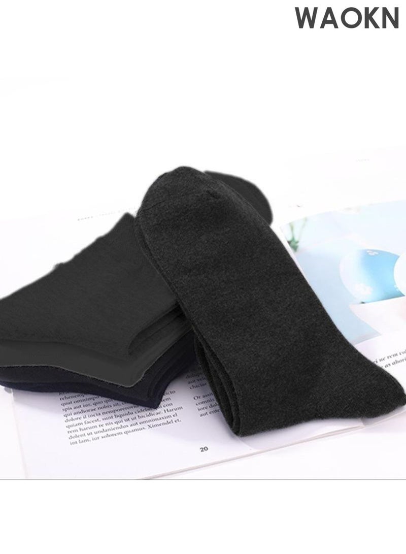 WAOKN Six pairs of pure cotton solid color socks, breathable, quick drying, sweat absorbing, odor proof socks, high tube warm socks, all season universal socks, soft and comfortable cotton socks, suitable for business, leisure, sports and other occasions. - Image 2