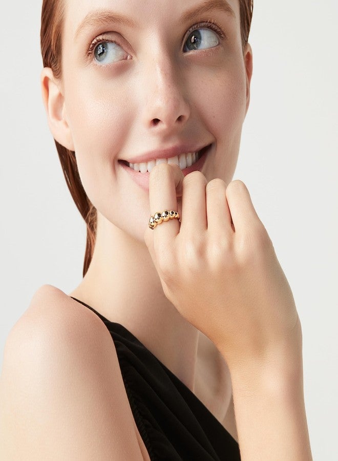 Miabella Italian 925 Sterling Silver or 18K Gold Plated Bead Ball Stackable Ring for Women/Made in Italy (Yellow-Gold-Plated-Silver, Size 7) - Image 3