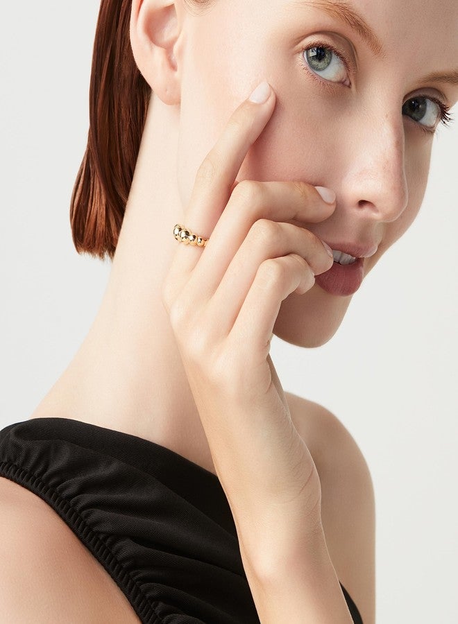 Miabella Italian 925 Sterling Silver or 18K Gold Plated Bead Ball Stackable Ring for Women/Made in Italy (Yellow-Gold-Plated-Silver, Size 7) - Image 2