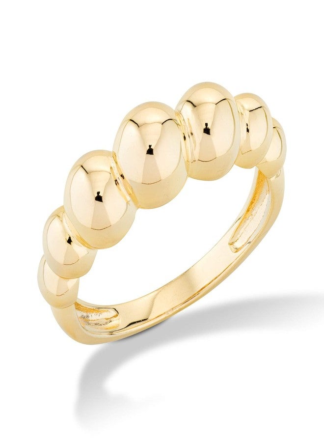 Miabella Italian 925 Sterling Silver or 18K Gold Plated Bead Ball Stackable Ring for Women/Made in Italy (Yellow-Gold-Plated-Silver, Size 7) - Image 1