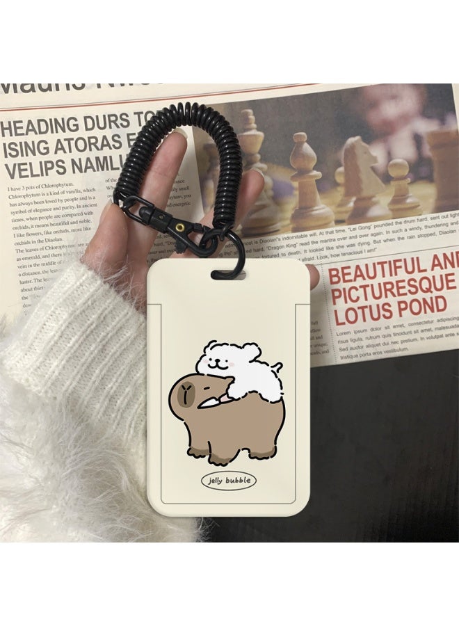 NIBEMINENT 1 - Piece Kapibala Puppy Kpop Photo Card Holder Pendant Key Chain ID Badge Holder ID Card Holder Photo Card Protector for School ID Office ID Access Card for Women Girls