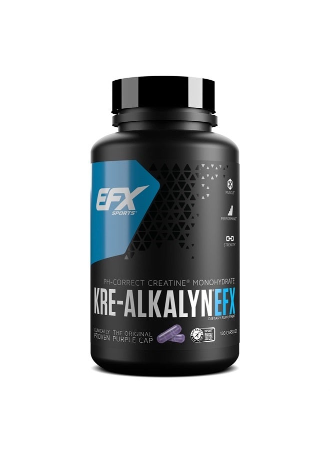 EFX SPORTS Kre-Alkalyn EFX | pH Correct Creatine Monohydrate Pill Supplement | Strength, Muscle Growth & Performance | 60 Servings, 120 Capsules - Image 1