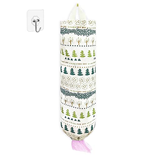 Plastic Bag HolderReusable Grocery Bag HolderWall Mount Plastic Bag Organizer Shopping Bags CarrierWashable Large Grocery Bag Storage Dispenser for Home Kitchen Travelling Decor 1 PackGrass