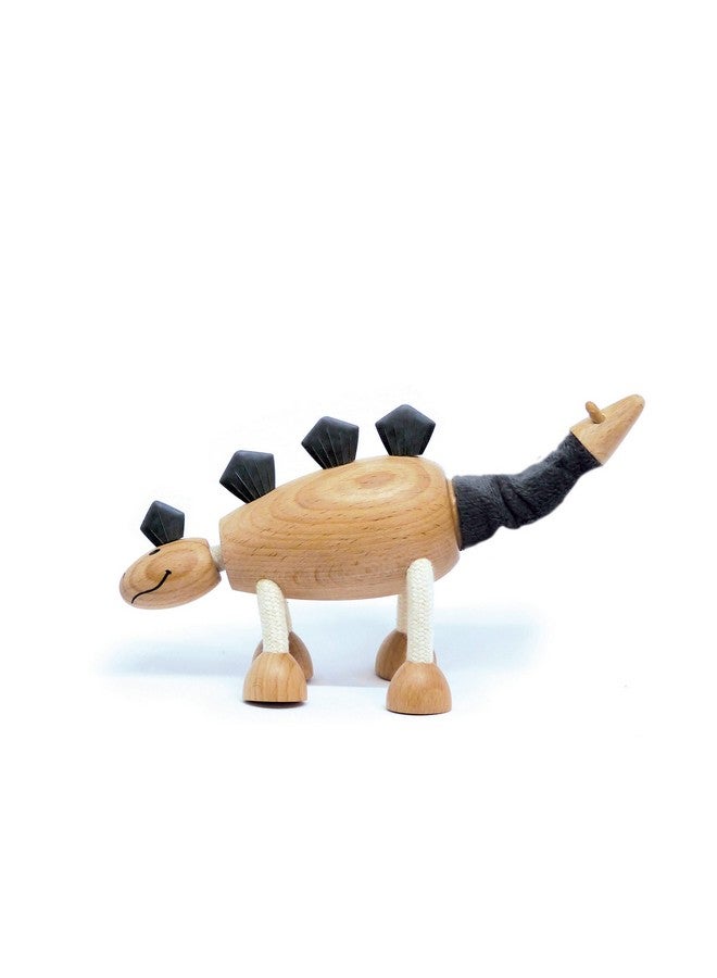 Anamalz Wooden Stegosaurus Dinosaur Toy For Toddlers Fun And Posable For Early Learning Smooth Natural Wood Boys And Girls - Image 4