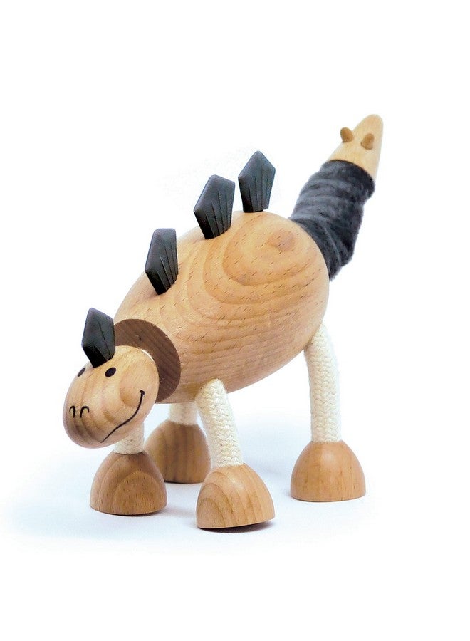 Anamalz Wooden Stegosaurus Dinosaur Toy For Toddlers Fun And Posable For Early Learning Smooth Natural Wood Boys And Girls - Image 2