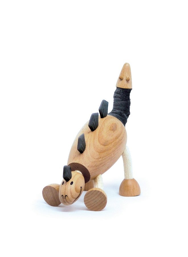 Anamalz Wooden Stegosaurus Dinosaur Toy For Toddlers Fun And Posable For Early Learning Smooth Natural Wood Boys And Girls - Image 5