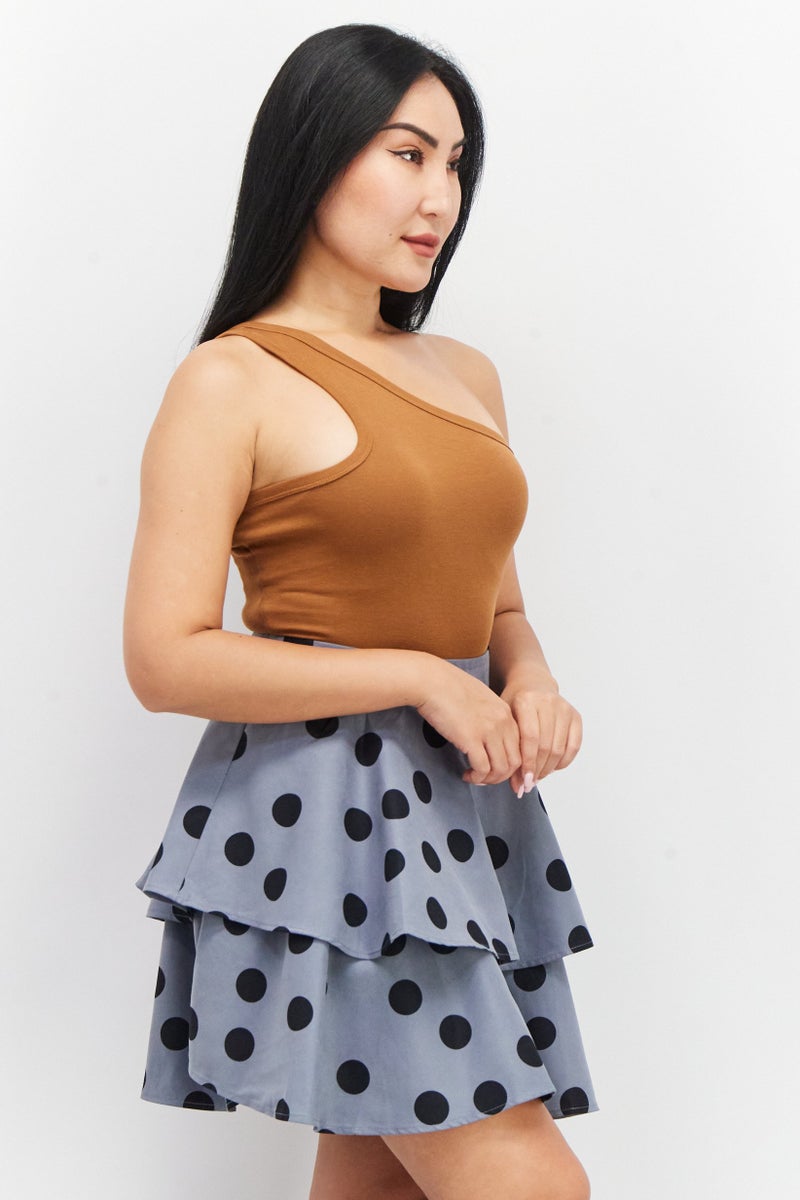 Fashion Union Women Plain One Shoulder Sleeve Bodysuit, Brown - Image 4