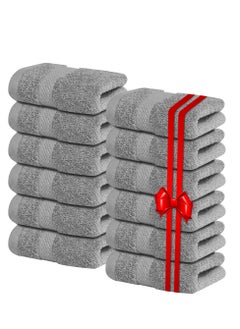 Infinitee Xclusives [12 Pack] پریمیم گرے واش کپڑے اور چہرے کے تولیے، 13 x 13" (33 x 33cm) 100% سوتی، نرم اور جاذب واش کلاتھس سیٹ - باتھ روم، جم اور سپا کے لیے بہترین