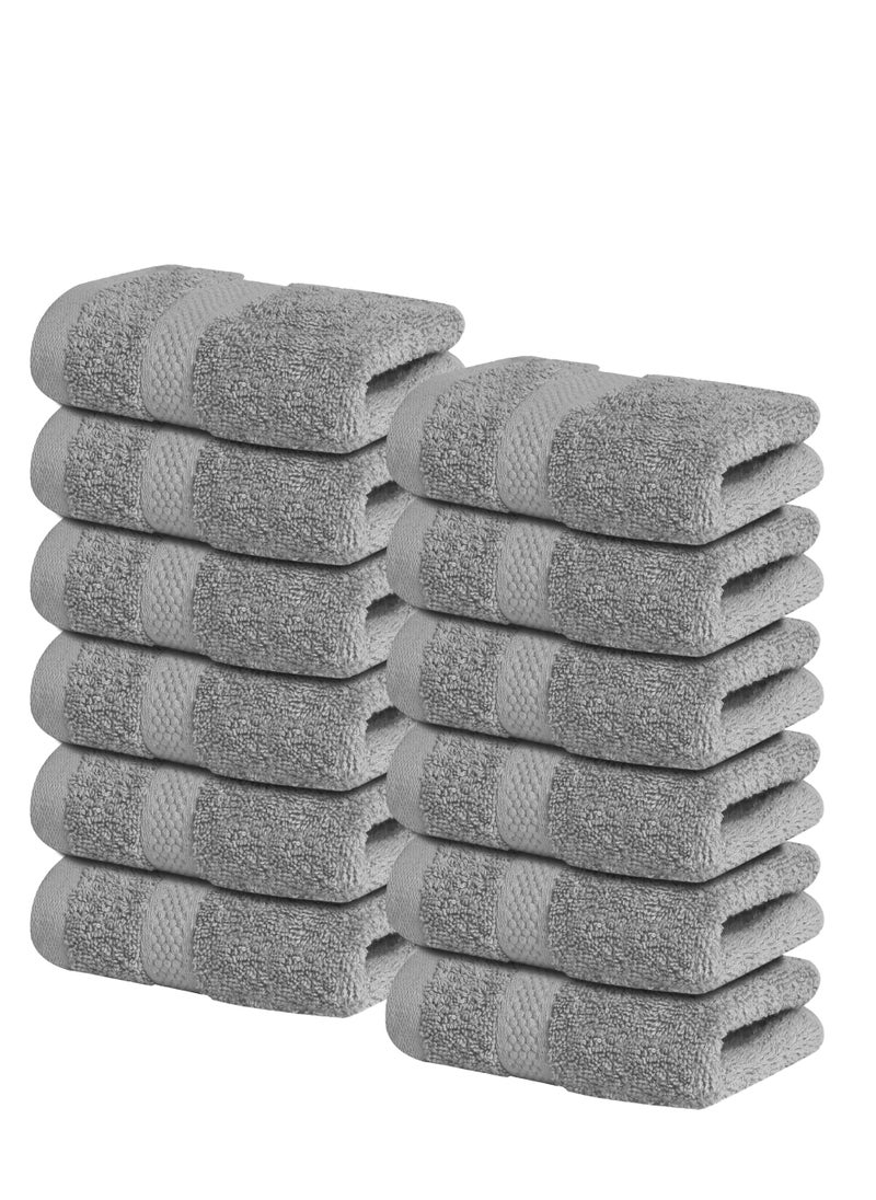 Infinitee Xclusives Infinitee Xclusives [12 Pack] Premium Grey Wash Cloths and Face Towels, 13 x 13" (33 x 33cm) 100% Cotton, Soft and Absorbent Washcloths Set - Perfect for Bathroom, Gym, and Spa  - Image 1