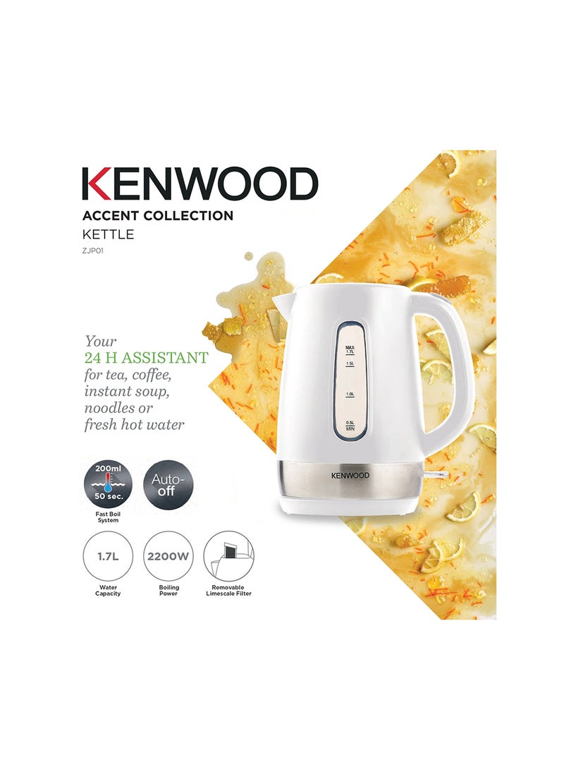 KENWOOD Cordless Electric Kettle With Auto Shut-Off And Removable Mesh Filter White/Silver 1.7 L 2200 W ZJP01.AOWH White - Image 2