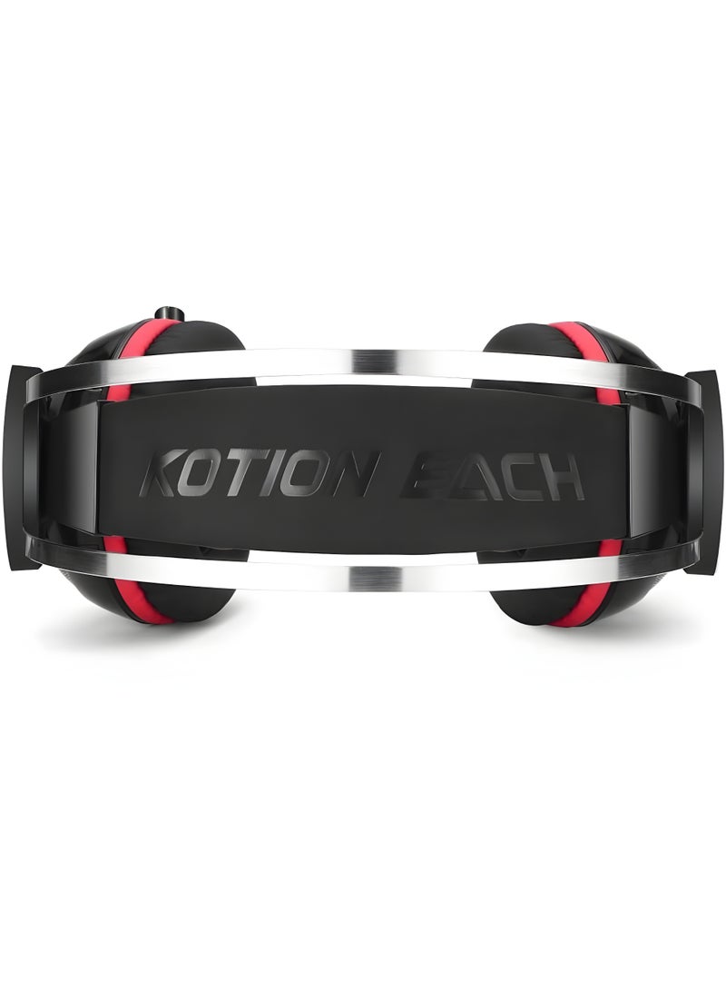 KOTION EACH GS 500 Wired Gaming Headset with 50mm Drivers - 360° Noise Cancelling Microphone - LED Light - 3.5mm + USB Connection - Powerful and Clear Sound - Red - Image 3