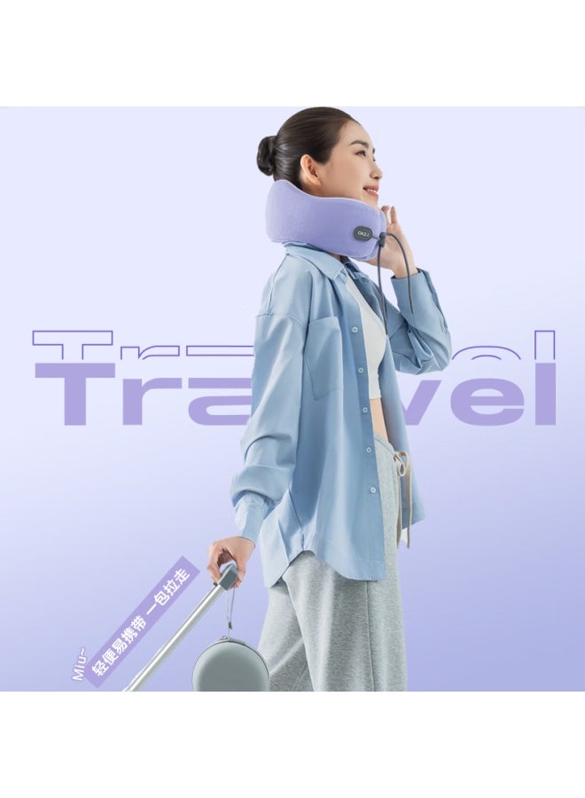 Jdjingzao Small Snail Travel Pillow Aerospace Memory Foam U-Shaped Neck Pillow Portable Storage Design Purple