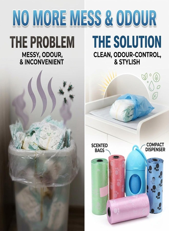 ZURATO Baby Diaper Disposable Bags with Dispenser, Waste Bags, Convenient and Quick Diaper Disposal, Unscented Leak & Odors Proof Diaper Trash Bags for Newborn Diapers (5 Roll + 1 Case) - Image 3