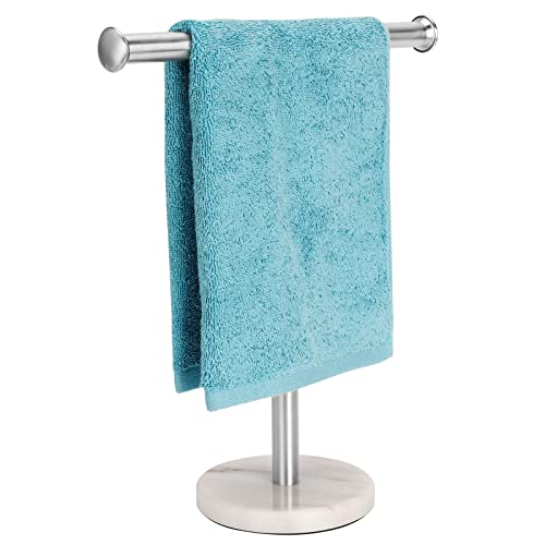 Kingmate Kingmate Hand Towel Holder Stand Natural Marble Base TShape Fingertip Towel Rack RustProof Brushed Nickel 