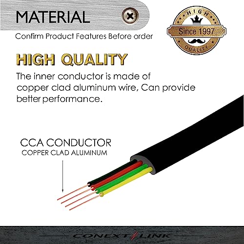 Conext Link RJ11 6P4C Modular Telephone Extension Cable Phone Cord Line Wire (7 Feet, Black) - Image 2