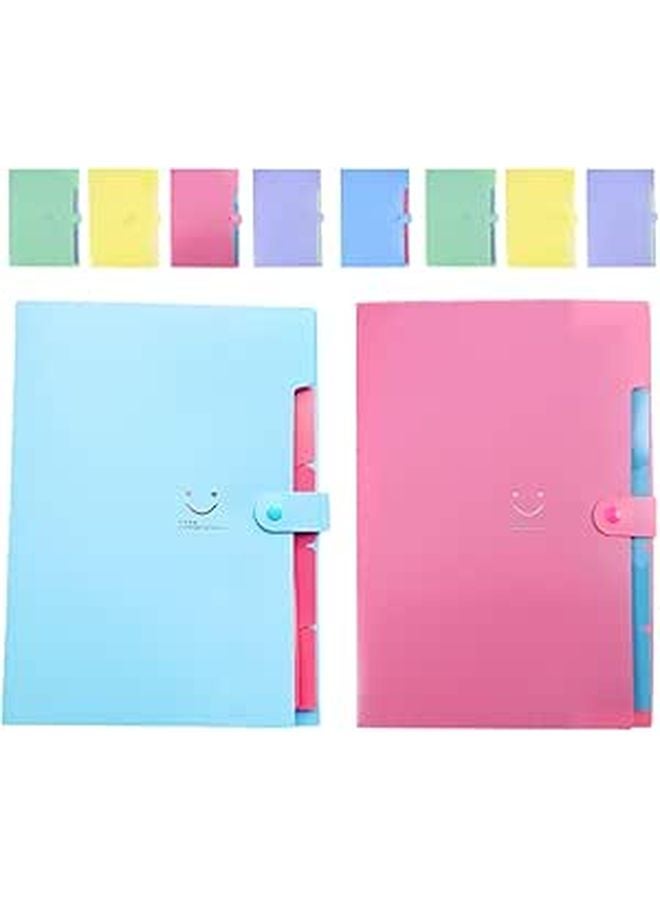 A4 Accordion File Folder 10 Pack 5 Plastic Layers Multi Color Expanding Document Organizer - Image 1